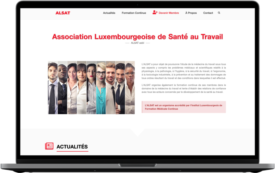 Ordinateur affichant le nouveau site ALSAT